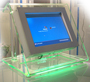 Glass Desk Top Kiosk with 15'' 1.6 GHz Atom Panel PC