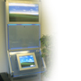 Slim-Line Glass Floor standing kiosk with low level 15'' 1.6 GHz Atom Panel PC