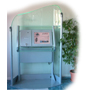 Booth Style Glass Floor standing kiosk with Low-level 17'' 1.6 GHz Atom Panel PC