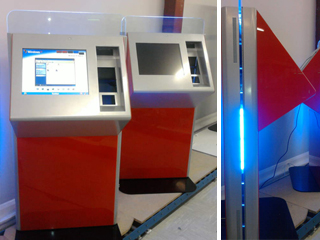 This kiosk, comes with a low level interactive display, suitable for many uses.